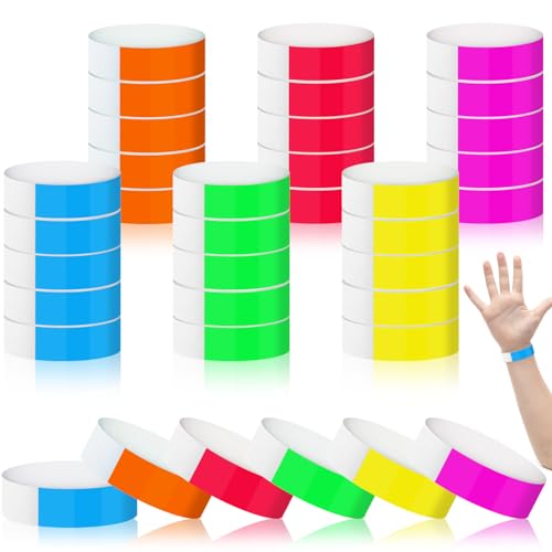 Pulseras de Colores: Significado y Tendencias de Moda para Mujeres y Hombres 600 Piezas Pulseras Identificativas, Impermeables Pulseras Papel para Eventos, Pulseras Fiesta de Colores para Eventos Discoteca Festivales Conciertos Concursos, 6 Colores (600pcs)