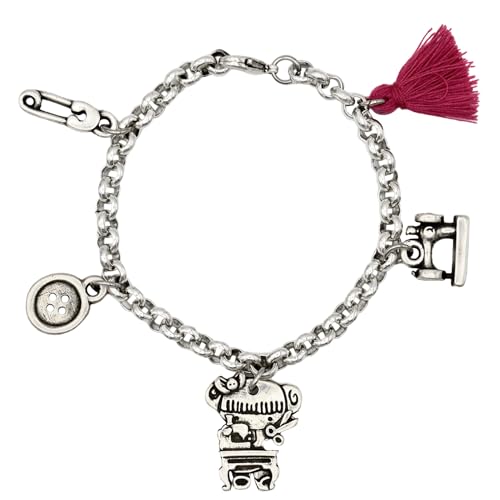 Mejora tu costura con las mejores pulseras para costureras: Guía de compra Always | Pulsera de Profesiones con Charms Cadena de Zamak con Baño de Plata (Costurera)