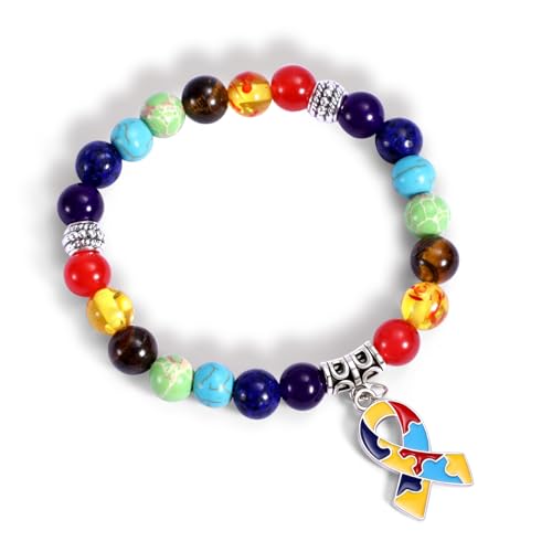 Pulseras para Autistas: Mejora la Comunicación y la Integración Social Aoriher Pulsera de Concientización de Autismo Brazalete de Autismo Pulsera de Ansiedad Colorida Pulsera de Colgante de Cinta Cruzada de Amor para Niños Niñas Mamá Regalo Profesor de Apoyo Autista