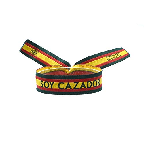 Mejores Pulseras para Cazadores: Guía de Compra y Revisión BDM Pulsera de Hombre o Mujer de Tela Verde Oscuro con la Bandera de España, y con Las Palabras Soy Cazador grabadas. Fan de la Caza, Cazador