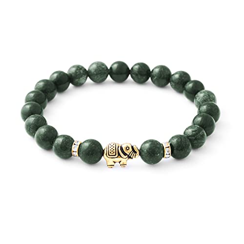 Pulseras de Jade: Significado, Propiedades y Diseños Únicos para Mujeres BERGERLIN Pulsera de jade elefante con cuentas de piedra natural y reflejos de cristal Feel Goods