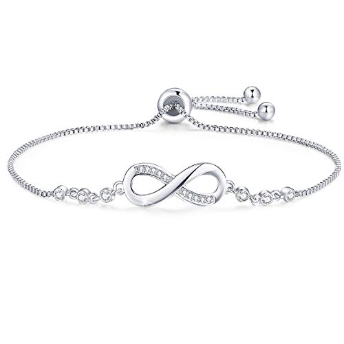 Pulseras de Infinito: Significado, Historia y Diseños de Moda para Hombres y Mujeres Cosie Lily Pulsera Mujer Plata de Ley 925 Infinito Amor Pulseras de Zirconia Cúbica Corazón Joyería Regalos Cumpleaño,Navidad Regalo Mujer