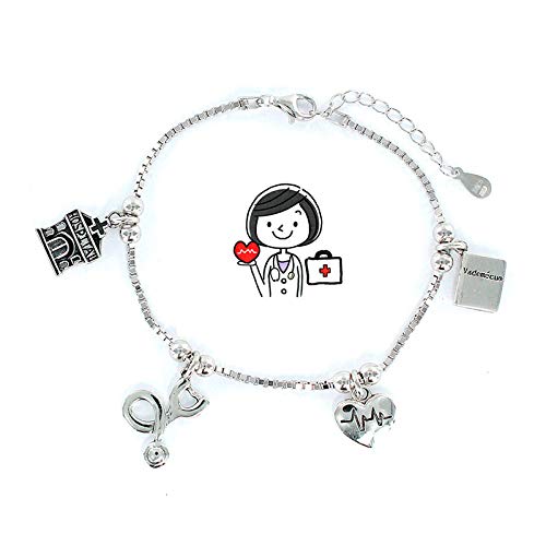 Pulseras para Médicos: Diseños y Funciones para Profesionales de la Salud Eres lo mas mujer Pulseras Profesiones Plata (Doctora)