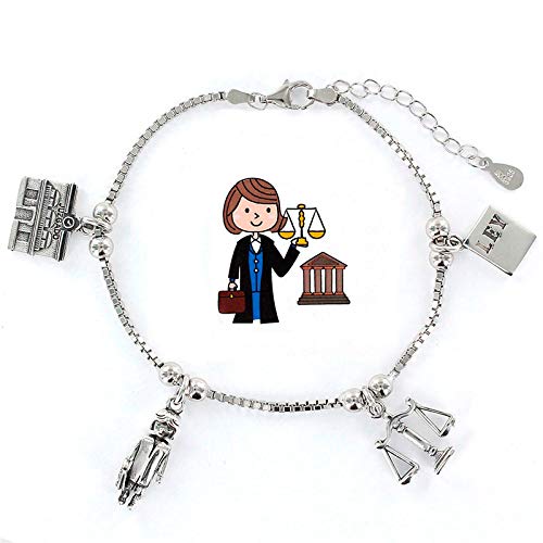 Pulseras para Abogadas: Accesorios de Moda y Profesionalismo para Mujeres de Ley Eres lo mas mujer Pulseras Profesiones Plata (Justicia, Abogada, Procuradora, Jueza)