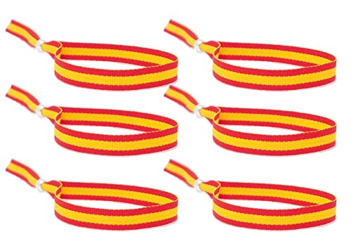 Comprar Pulseras de España: Diseños Únicos y de Alta Calidad GOS Best Supplies Pulsera España 6 Pulseras Bandera de España Ajustable Tela Hombre Mujer Unisex