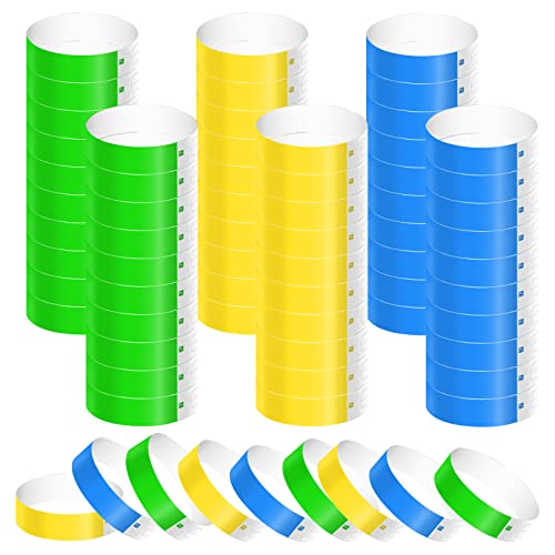 Pulseras Personalizadas para Congresos y Eventos: Diseña tu Identificador Único KINBOM 600 Piezas Pulseras Identificativas de Neón, Impermeables Brazalete Papel Pulseras para Eventos Coloridas Pulseras para Fiestas Brazaletes para Eventos Conciertos Ferias(Verde, Amarillo, Azul)