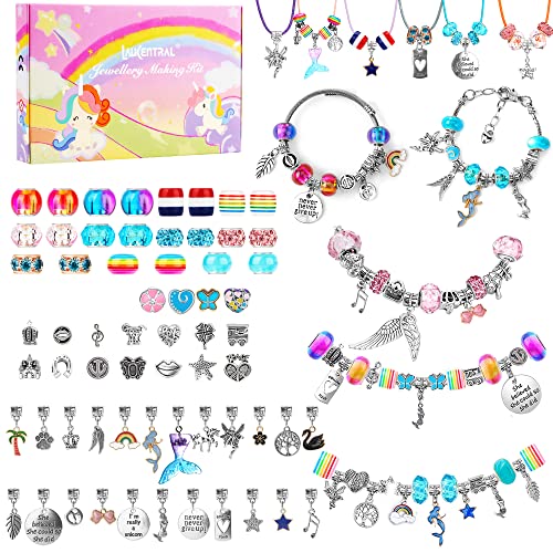 LauCentral Kit para Hacer Pulseras Niñas, Regalo original Niñas, Kit fabricación Joyas niñas, Juego para niña, Kits para hacer bisutería, Regalo Año Nuevo Cumpleaños Navidad para Niñas de 5-17 Años
