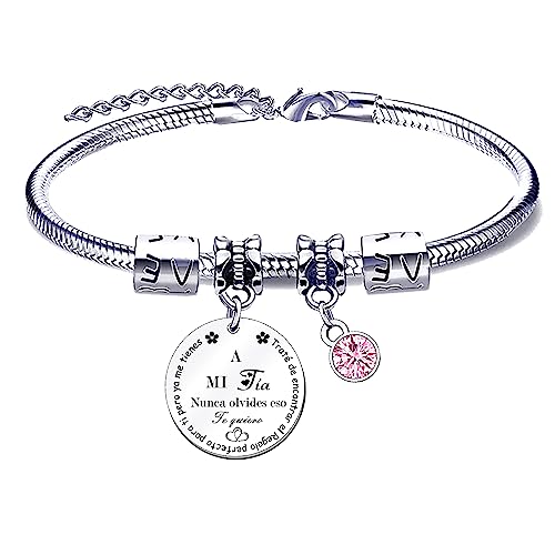 Pulseras para tías: Los mejores modelos de moda y tendencia para regalar MNBVBV Pulsera Tía Regalo pulsera tía sobrina con Grabado Colgante: La mejor tía del mundo Regalos de cumpleaños para Mujer Pulsera de Plata (1)