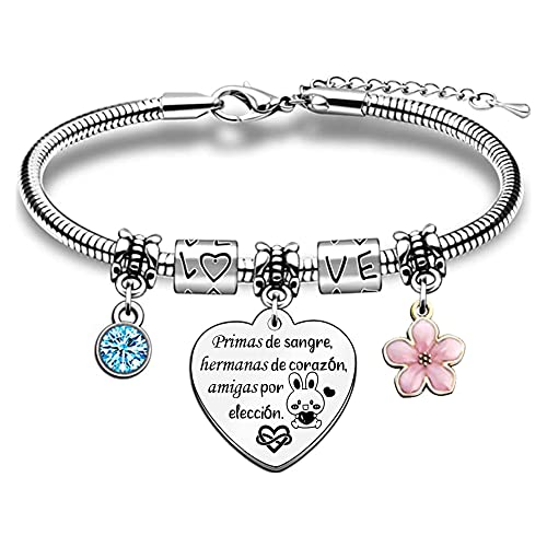Pulseras de moda para primas: Regalos originales y tendencia Prima a prima Pulseras Mujeres Aprecian Regalo cumpleaños Amuleto Joyería Mariposas graduación universitaria Amor inspirador Recordatorio Navidad Recuerdos Moda Primas de Sangre Hermanas de Corazón