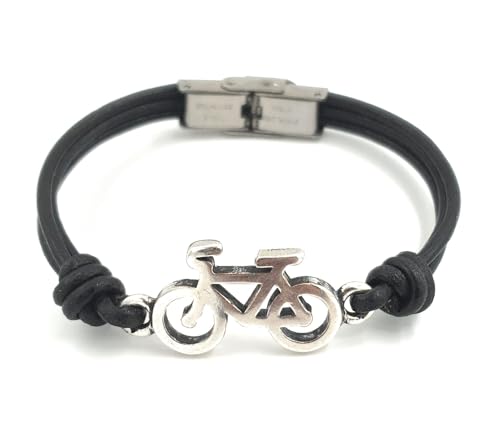 Mejora tu Rendimiento: Las Mejores Pulseras para Ciclistas con GPS y Funciones Avanzadas Pulsera bicicleta hombre y mujer - Nanaleja - de cuero y cierre de acero inoxidable - regalos originales para ciclistas - pulsera personalizada (Medida única adaptable)