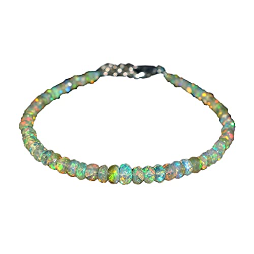Comprende el Poder de las Pulseras de Opalo: Significado, Propiedades y Beneficios Pulsera de plata de ley 925 de 3 mm a 7 mm con ópalo de fuego natural etíope Welo facetado Rondelle para mujer, cuentas de ópalo de calidad AAA, pulsera de ópalo de 7 pulgadas, joyería de ópalo, 3-7