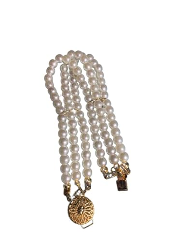 Pulseras para Falleras: Accesorios de Moda para la Fiesta Más Española PULSERA perlas FALLERA de 3 tiras con cierre EN CAJA. Traje Siglo XIX. Oro Plata. Hecho a Mano en España. (16, ORO)