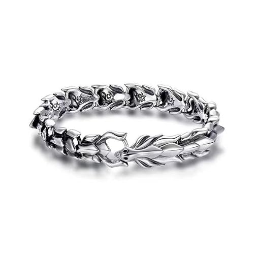 Comprende el Poder: Significado y Diseños de Pulseras de Dragones para Hombres y Mujeres Punk Vintage Dragón EscaLa Pulsera de Hombre, Brazalete, Acero Inoxidable, Pulido,Pulsera Cadena Cubana de Acero Inoxidable para Hombres Mujeres, Plateado, Pulsera Metal Eslabones