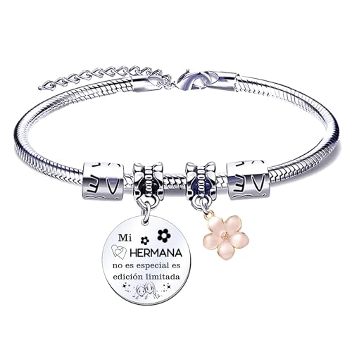 Pulseras para Hermanas: Originales y Simbólicas Ideas de Regalo QTQTLP Pulsera Hermana Regalo de Hermana Regalo de Hermana mayor Regalo de Cumpleaños Hermana Pulsera Acero Inoxidable Hermana Pulsera Personalizada Mujer Hermana Pulsera a la Mejor Hermana (6)