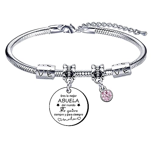 Pulseras de moda para abuelas: Regalos de amor y elegancia para las mujeres de oro QTZXZX pulsera abuela personalizado,regalo para cumpleaños de la abuela,regalo abuela primeriza,regalo abuelasEres la mejor ABUELA del mundo (1)