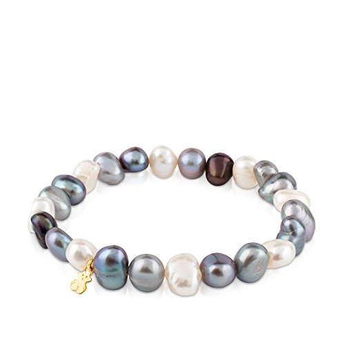 Pulseras de Tous: Diseño y Elegancia en tu Muñeca TOUS Pulsera de Perlas para Mujer con Oso en Oro Amarillo de 18kt, 17,5 cm de Largo, Elegante y Versátil, Colección Pearl