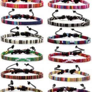 12 Pulseras Tejidas de Amistad Ajustables