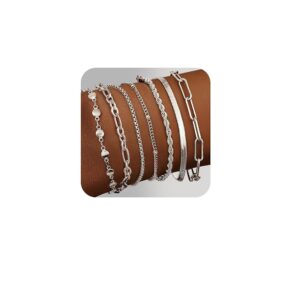 Adramata 7Pcs Pulseras Mujer Acero Inoxidable