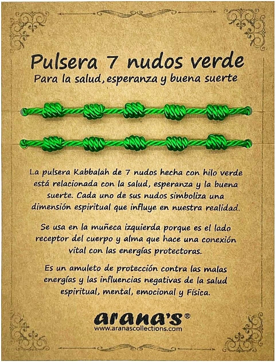 Pulsera 7 nudos verde - Amuleto de suerte Pulsera 7 nudos verde - Amuleto de suerte
