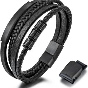 Pulsera de cuero trenzado para hombre