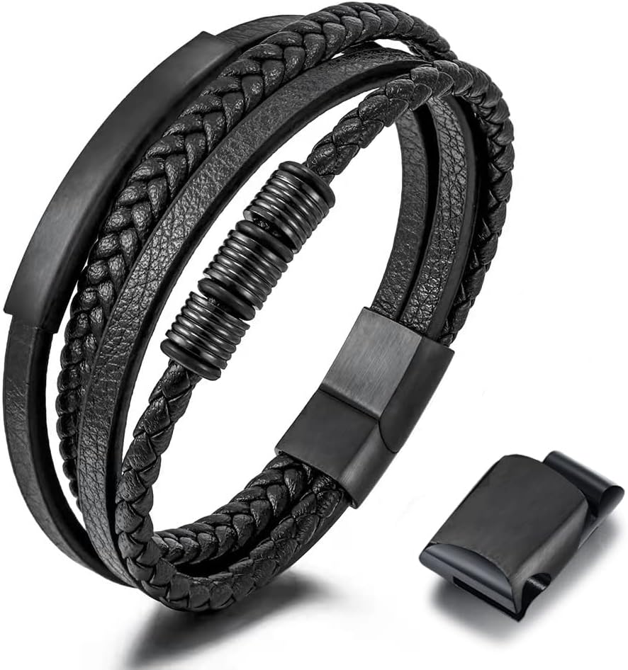 Pulsera de cuero trenzado para hombre Pulsera de cuero trenzado para hombre