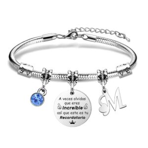 Pulsera de letras encanto plateado para mujeres