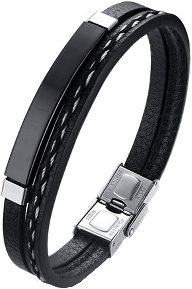 Pulsera hombre cuero y acero vikingo Pulsera hombre cuero y acero vikingo