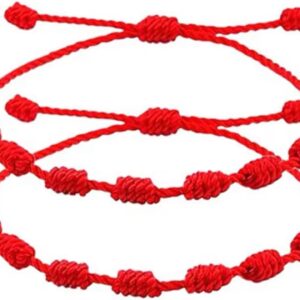 Pulsera roja 7 nudos con amuleto