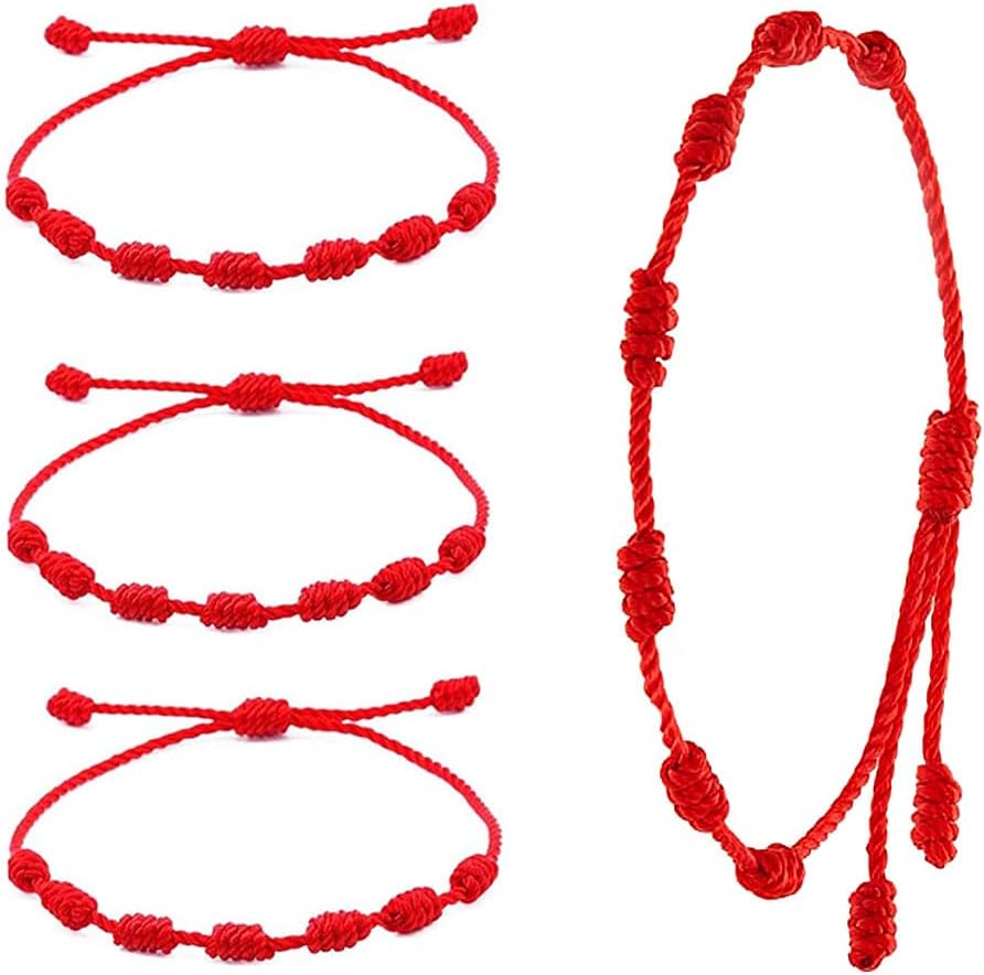Pulsera Roja Ajustable de 7 Nudos Pulsera Roja Ajustable de 7 Nudos