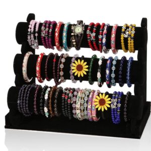 Soporte de Pulsera Terciopelo Negro 3 Niveles